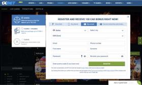 Înregistrare online în 1xbet
