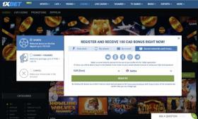 Rekisteröinti online-kasino 1xbet