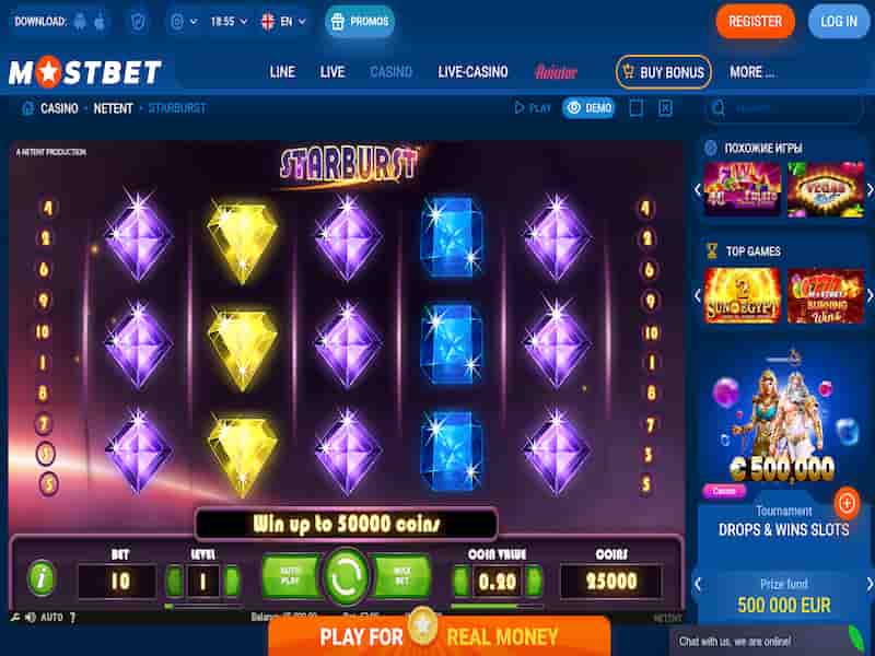 Bonuses online casino Mostbet upon registration