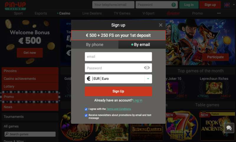 Bonuses for new registered players at Pin-Up Casino